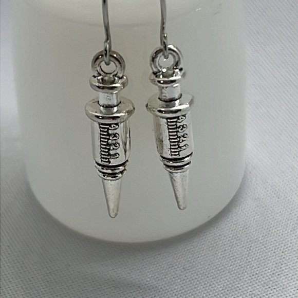 Syringe Dangle Earrings for Doctors or Nurses - Picture 2 of 2